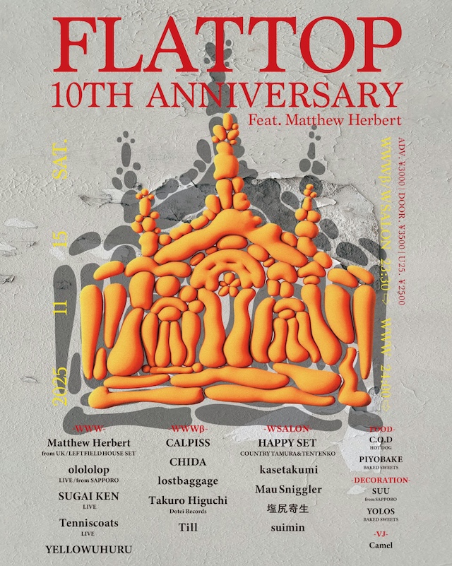 Matthew Herbert / olololop / SUGAI KEN / Tenniscoats / YELLOWUHURU / CALPISS / CHIDA / lostbaggage / Takuro Higuchi / Till / kasetakumi / Mau Sniggler / HAPPY SET / 塩尻寄生 / suimin