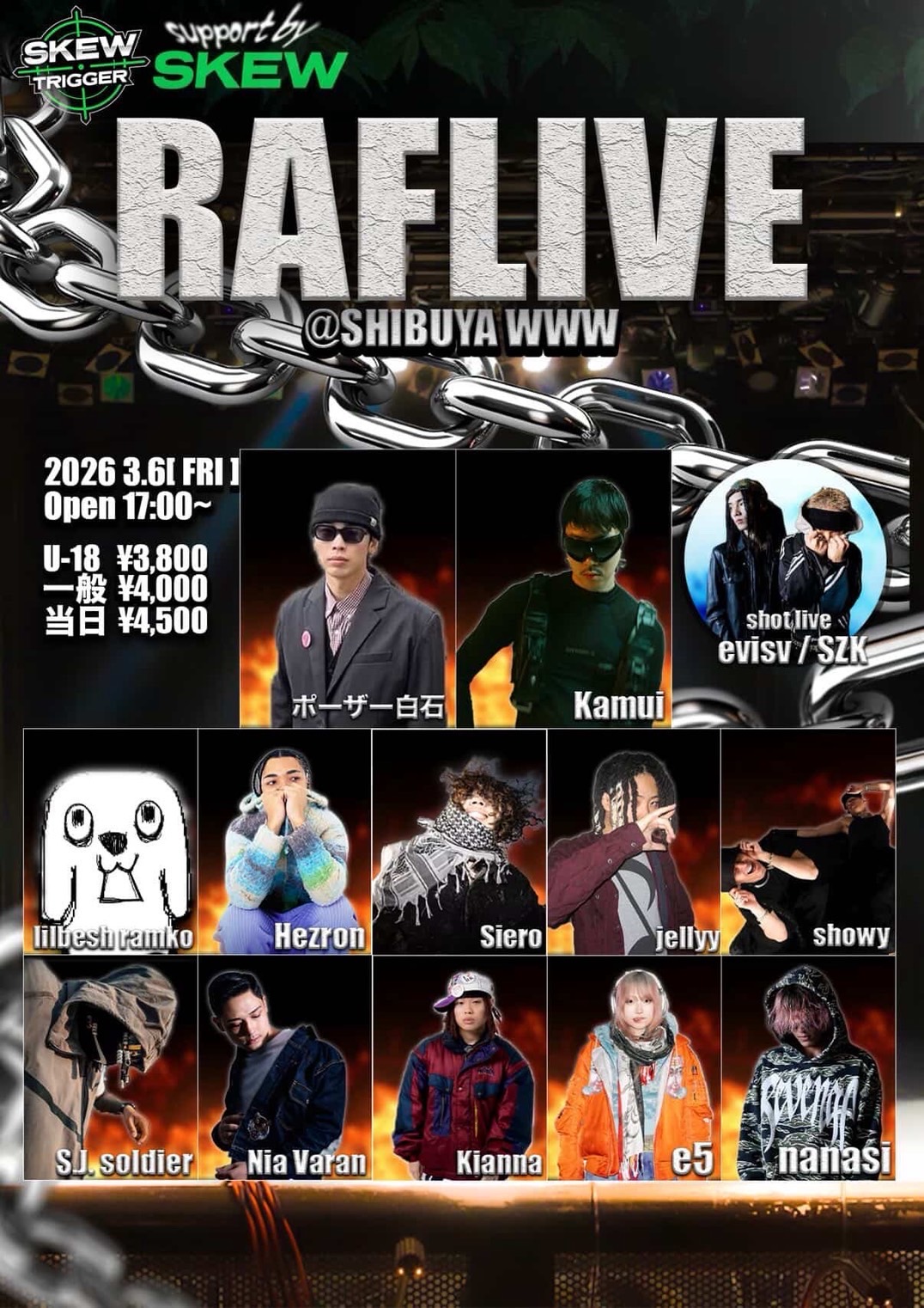 ポーザー白石 / Kamui / lilbesh ramko / Hezron / Siero / jellyy / showy / S.J soldier / Nia Varan / Kianna / e5 / evisv / SZK