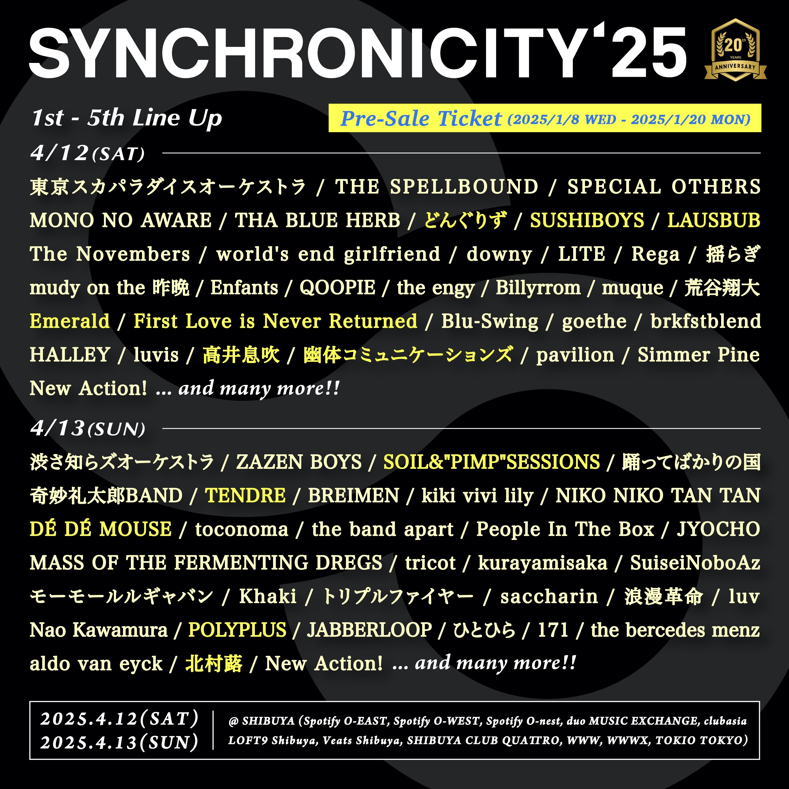 SYNCHRONICITY'25 - 20th Anniversary!! -